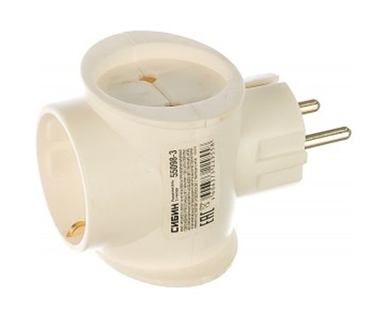 Электрический разветвитель с заземлением, 3 гнезда, 16А/220В СИБИН 55098-3 