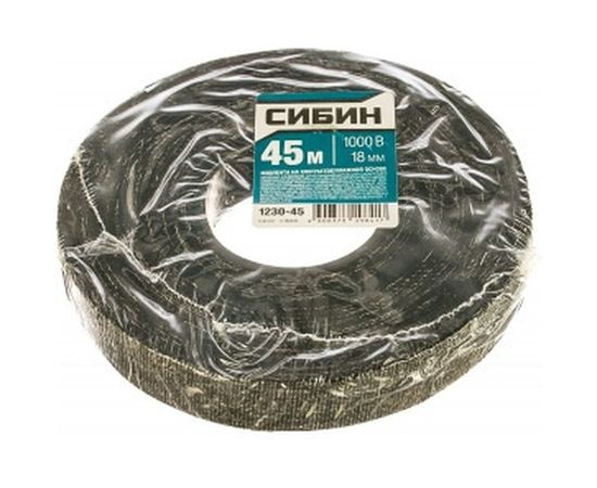 Х/Б изолента СИБИН ширина 45м 18мм 1000 В черная 1230-45 – изображение 2
