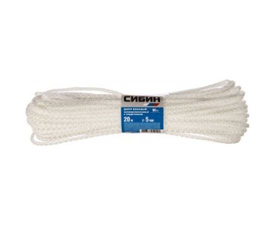 Вязаный полипропиленовый шнур с сердечником, белый, длина 20м, диаметр 5мм СИБИН 50255 – изображение 2