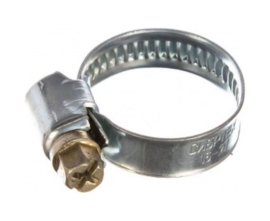 Металлические хомуты СИБРТЕХ, стандартное болтовое крепление, 16-27мм, 2шт, ширина 9мм, 47657 – изображение 3