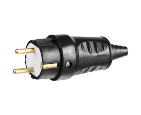 Электрическая ударопрочная вилка с заземлением, 16А / 220В, черная СИБИН 55115-B 