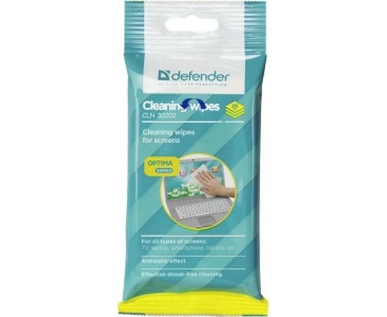 Салфетки для экранов Defender CLN 30202 Optima 20 шт, пакет с подвесом 30202 