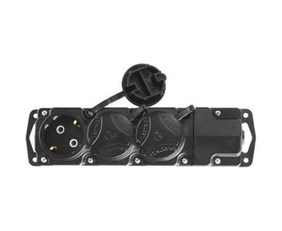 Колодка для удлинителя, 3 гнезда, заземление, защитные крышки, IP44, 3500Вт СИБИН 55114-3 