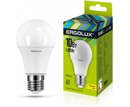 Светодиодная лампа ЛОН Ergolux LED-A60-10W-E27-3K 10Вт E27 3000K 172-265В 12148 – изображение 2
