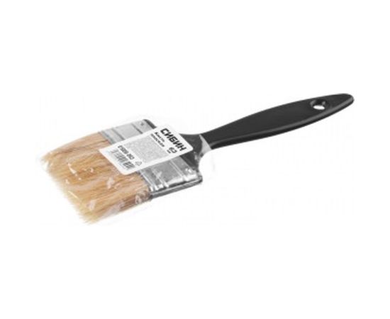 Плоская кисть пластиковая ручка, светлая щетина, 63мм СИБИН 01008-063 – изображение 2