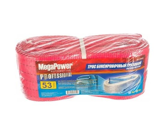 Буксировочный грузовой трос MEGAPOWER 53000кг длина 6 метров, ширина ленты 150мм петля-петля M-75653 – изображение 2