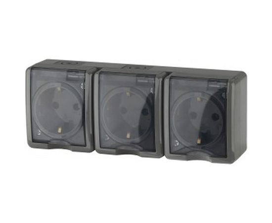 Розетка ЭРА Эксперт 11-2405-03 3х2P+E IP54, 16АХ-250В, ОУ, серый Б0020721 
