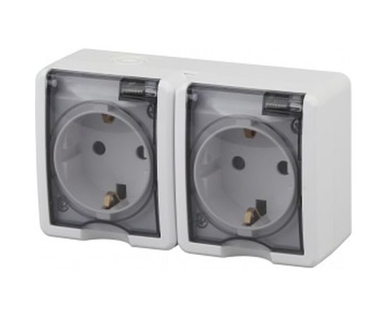 Розетка ЭРА Эксперт 11-2404-01 2х2P+E IP54, шторки, 16АХ-250В, ОУ, белый Б0020718 