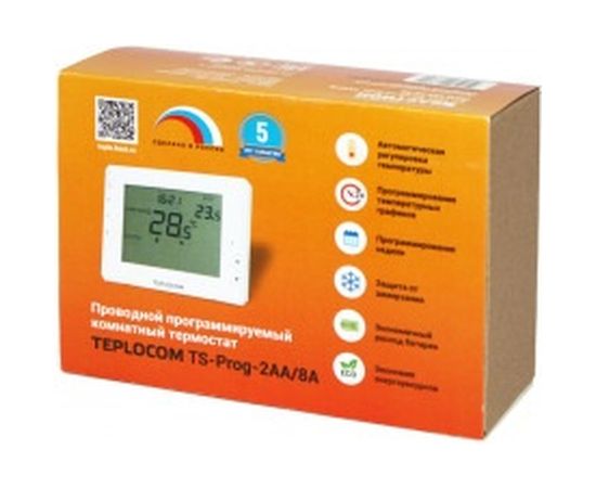Проводной программируемый комнатный термостат TEPLOCOM Бастион TS-Prog-2AA/8A 912 – изображение 2