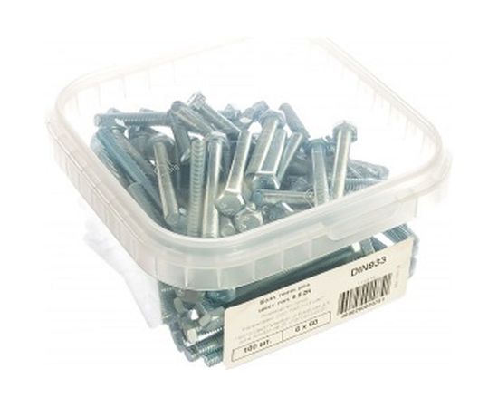 Болт Ш.Г. полная резьба 8,8 ZN 100шт. - контейнер DIN933 6Х 60 Партнер ФАС 1031 36 – изображение 2