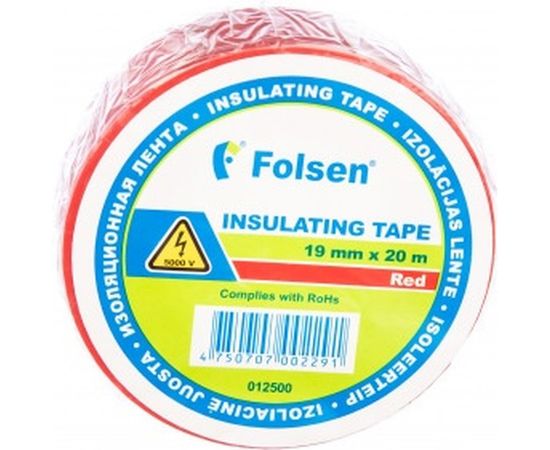 Изоляционная лента Folsen 19ммx20м красная 012500 