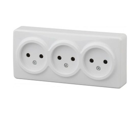 Розетка ЭРА Эксперт 11-2207-01 3х2P, 16АХ-250В, ОУ, белый Б0020697 