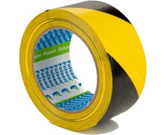 Клейкая сигнальная лента Folsen 50ммx33м желто-чёрная PVC 0663350 