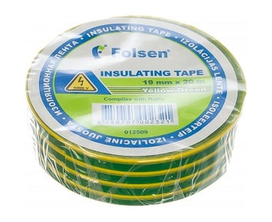 Изоляционная лента Folsen 19ммx20м жёлтая 012501 – изображение 2