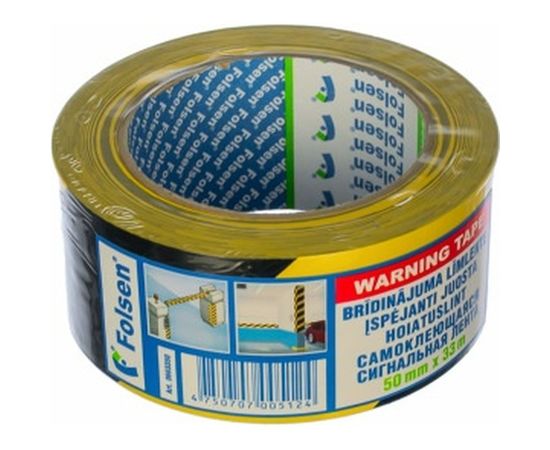 Клейкая сигнальная лента Folsen 50ммx33м желто-чёрная PVC 0663350 – изображение 2