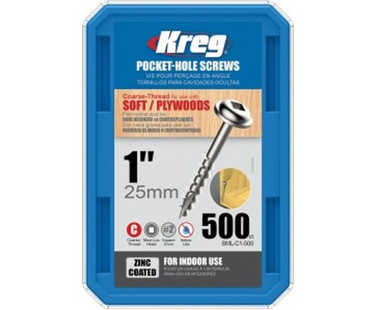 Шурупы Kreg с крупным шагом 1" 25 мм 500 шт. SML-C1-500-INT – изображение 2