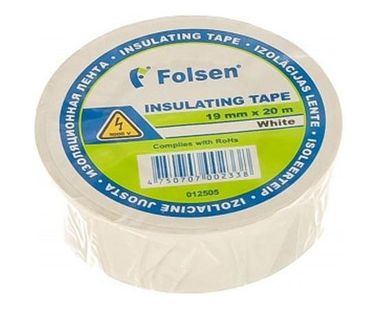 Изоляционная лента Folsen 19ммx20м белая 012505 – изображение 2