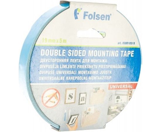Универсальная лента для монтажа Folsen 19ммх5мx1,1мм белая вспененный РЕ в индивидуальной упаковке 030810519 