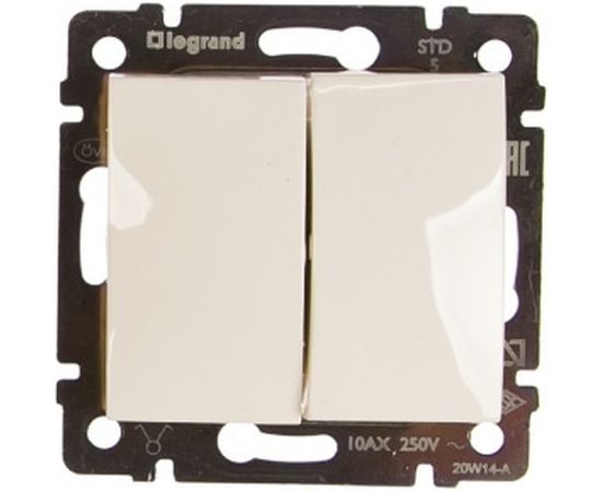 Двухклавишный выключатель, белый Legrand Valena 774405 