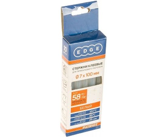 Стержни клеевые 7х100 мм белые упаковка 10 шт. EDGE by PATRIOT 816001003 – изображение 2