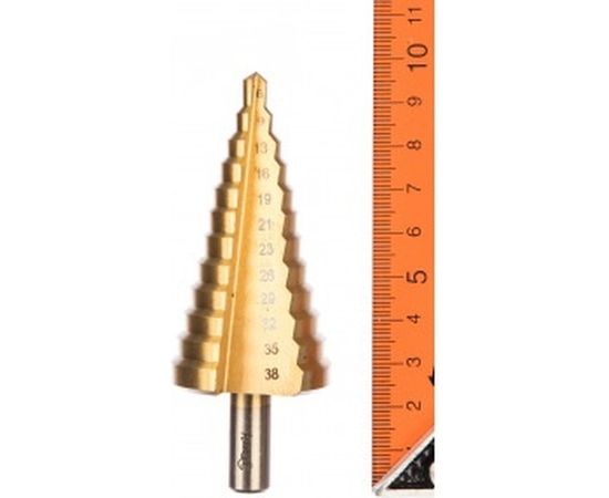 Сверло по металлу ступенчатое 6-38 мм для отверстий 6,9,13,16,19,21, 23,26,29, 32,35, 38 мм Hardax 35-5-035 – изображение 2