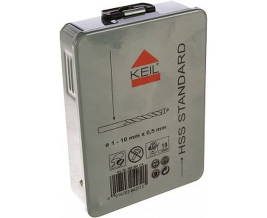 Набор сверл по металлу HSS DIN 338, 1,0-10,0 мм, 19 шт. KEIL 300500110 – изображение 4