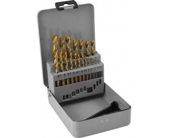 Набор спиральных сверл по металлу HSS TiN в металлическом кейсе TDBS19 (19 шт; 1-10 мм) Thorvik 52481 