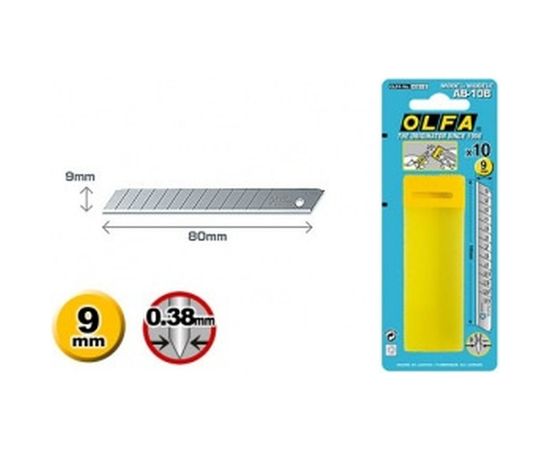 Лезвие сегментированное (9х80х0,38 мм; 10 шт.) OLFA OL-AB-10B 