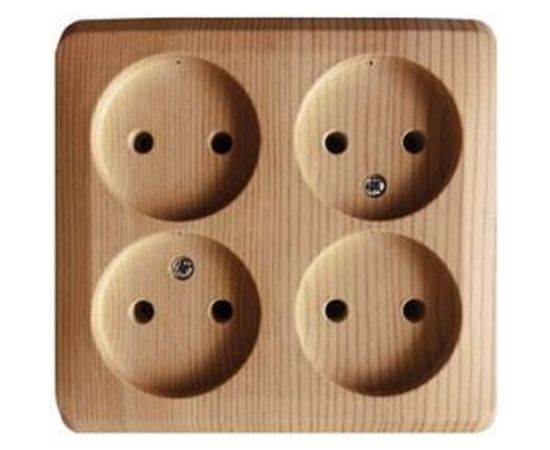 Розетка Schneider Electric 4-м ОП Этюд 16А 250В защитные шторки, с заземлением, сосна SchE PA16-208D 293417 