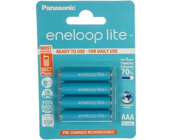 Аккумулятор R03 AAA eneloop lite Ni-MH 550mAh предзаряженный бл/4 Panasonic 5410853052760 