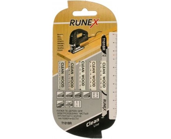 Пилки 100x75 мм, чистый распил, обратный зуб, Т101BR, 5 шт. Runex 555114 