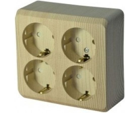 Розетка Schneider Electric 4-м ОП Этюд 16А 250В защитные шторки, с заземлением, сосна SchE PA16-208D 293417 – изображение 2