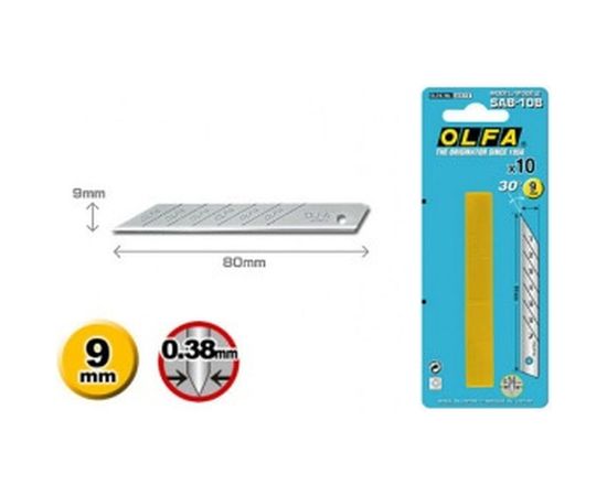 Лезвие сегментированное для графических работ, 9х80х0,38мм, 10шт OLFA OL-SAB-10B – изображение 2