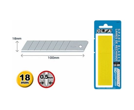 Лезвие сегментированное, 8 сегментов, 18х100х0,5мм, 50шт OLFA OL-LB-50B – изображение 2
