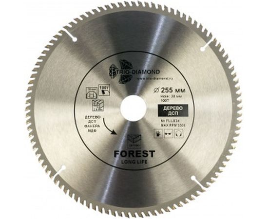 Диск пильный по дереву (255х30 мм; 100Т) TRIO-DIAMOND FLL834 