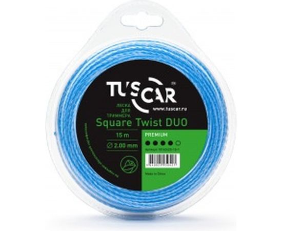 Леска для триммера Square Twist DUO, Premium, 2.0 мм, 15 м TUSCAR 10142420-15-1 