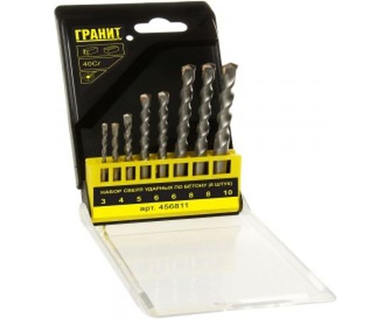 Набор сверл ударных по бетону (8 штук; 3-10 мм) ГРАНИТ 456811 