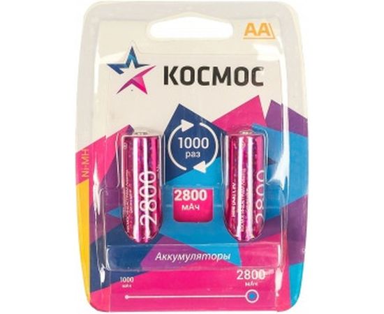 Перезаряжаемые аккумуляторные батареи КОСМОС KOCR6NIMH2800MAH2BL 