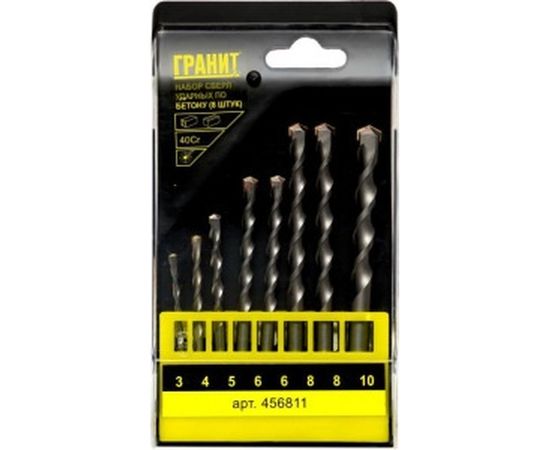 Набор сверл ударных по бетону (8 штук; 3-10 мм) ГРАНИТ 456811 – изображение 2