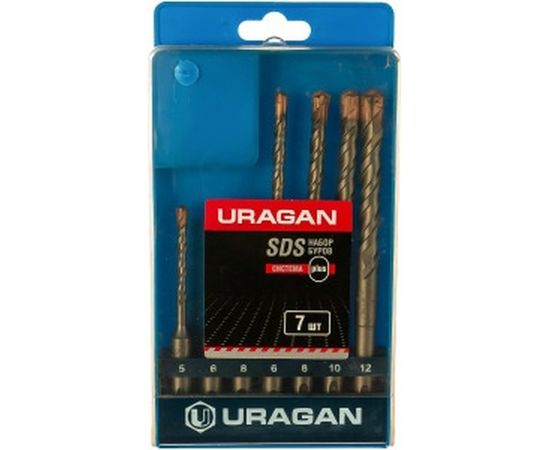 Набор буров 7 шт. по бетону (5-12 мм; SDS-plus) URAGAN 901-25554-H7 – изображение 2
