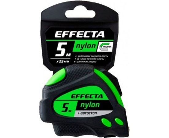 Рулетка 5м/25 мм с магнитом, автостопом, лентой нейлон EFFECTA Nylon 580525 