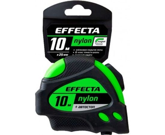 Рулетка 10м/25 мм с магнитом, автостопом, лентой нейлон EFFECTA Nylon 581025 