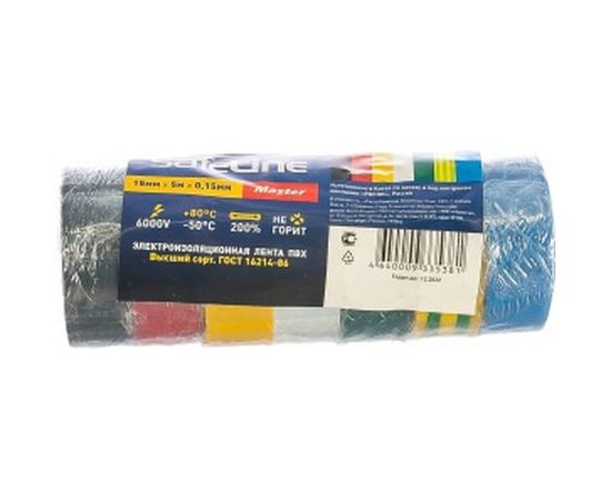Изолента SAFELINE Master 15/5 комплект 7 цветов 22899 – изображение 2