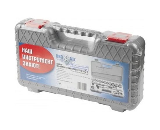 Набор торцовых головок, сталь 40Х, 1/2", в пластиковом кейсе, 15шт НИЗ Шоферский инструмент №2Д 2761-20_z01 – изображение 2