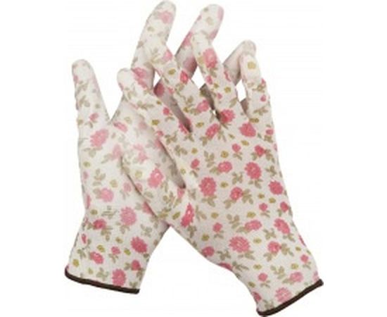 Садовые перчатки Grinda бело-розовые 11291-M 