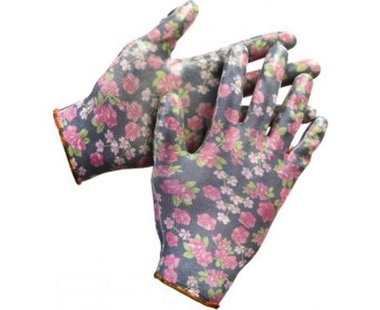 Садовые перчатки с прозрачным нитриловым покрытием Grinda черные, р. S-M 11297-S 