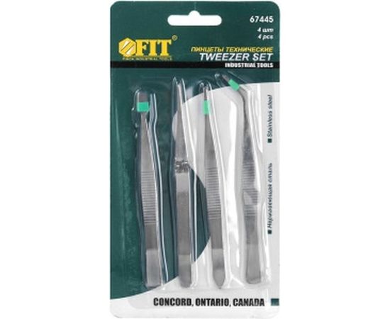 Набор нержавеющих пинцетов 4 шт. FIT 67445 