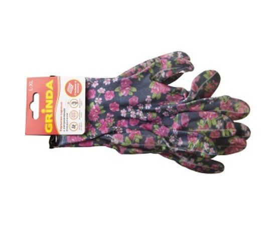 Садовые перчатки с прозрачным нитриловым покрытием Grinda черные, р. S-M 11297-S – изображение 2