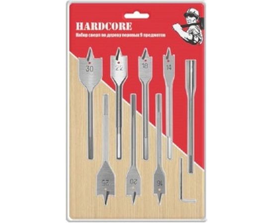 Набор сверл по дереву перовых (9 шт; 14-30x152 мм) Hardcore 160009 