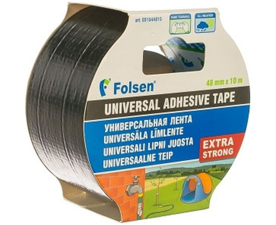 Универсальная тканевая влагоустойчивая лента Folsen 48ммx10м чёрная 240мк 051044810 